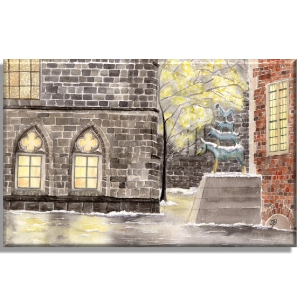 Leinwand 40 x 30 cm Keilrahmen Canvas-Leinen Bremer Stadtmusikanten Weihnachten - Bremen12